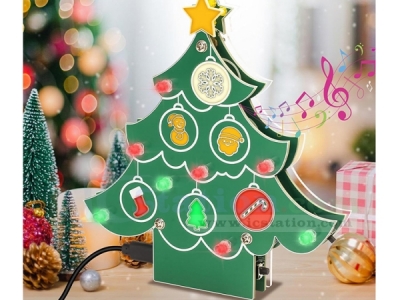 ICSTATION Christmas Tree Soldering Project, Musical Xmas Tree Soldering Practice Kit With Colorful Light, DIY Electronic Kit for School Home Learning Xmas Decoration & Gifts